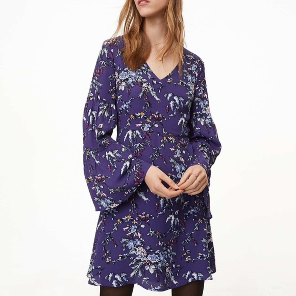 Ann Taylor LOFT Frosted Branch Bell Sleeve Dress